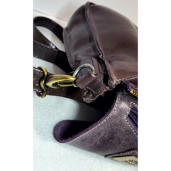 Roots Canada Leather Crossbody 8" Brown Vintage Repainted Adjustable Strap Bag - Picture 15 of 16